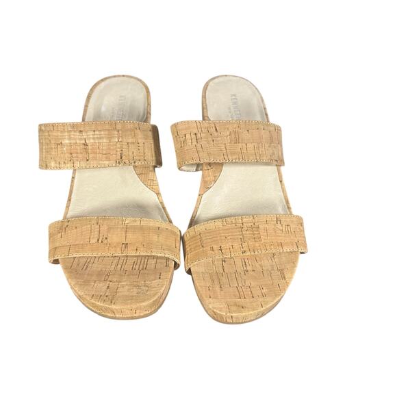 Kenneth Cole Natural Cork Wedge Slide Sandals Size 8 Comfort Casual Summer - Picture 2 of 9